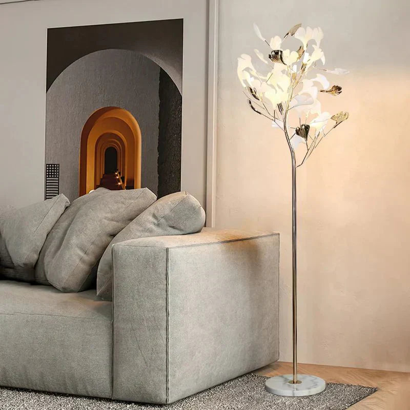 Ceramic Ginkgo Leaf Floor Lamp