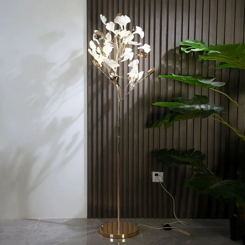 Ceramic Ginkgo Leaf Floor Lamp