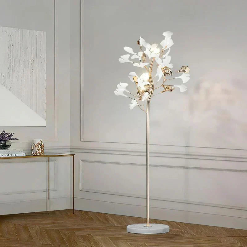 Ceramic Ginkgo Leaf Floor Lamp