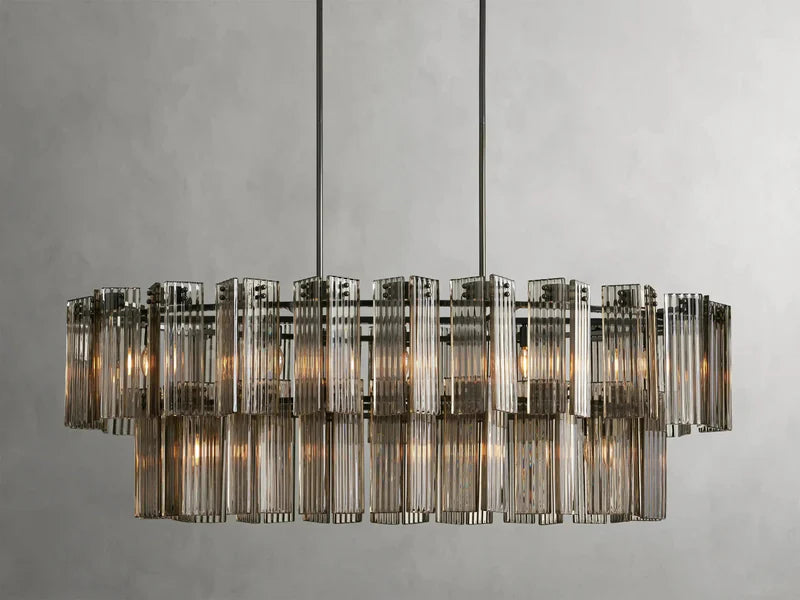 Delsie Oval Art Glass Chandelier 63'' - Brass/Smoke