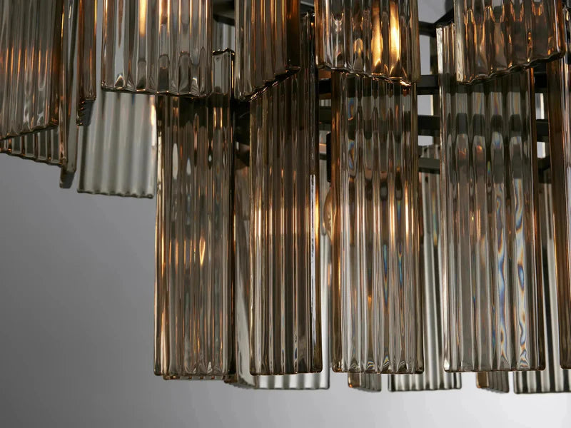 Delsie Oval Art Glass Chandelier 63'' - Brass/Smoke