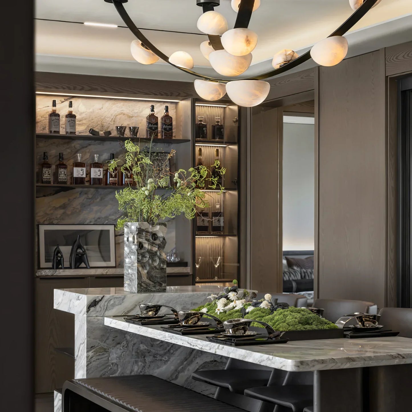 Alex Modern Dew Drops Alabaster Chandelier