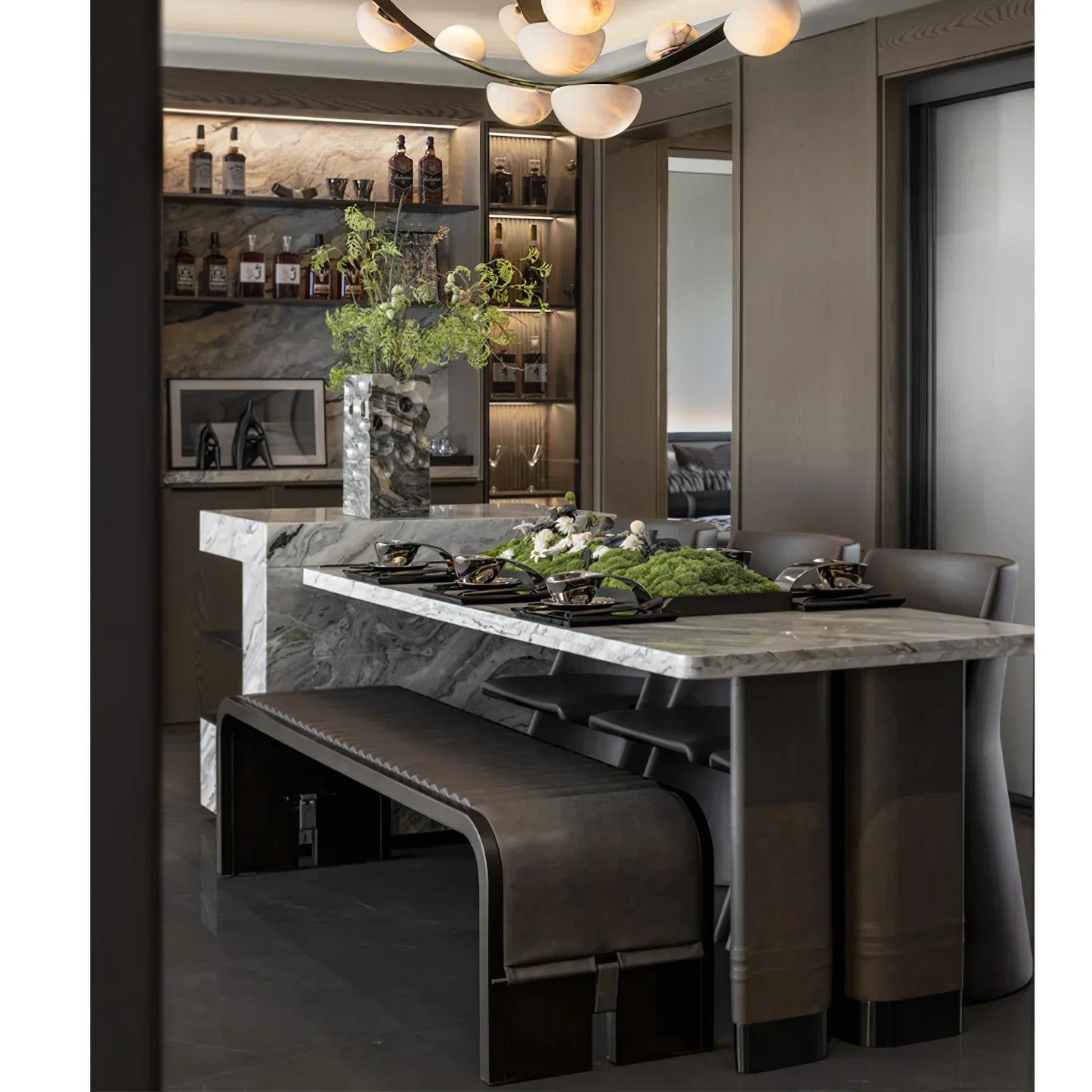 Alex Modern Dew Drops Alabaster Chandelier