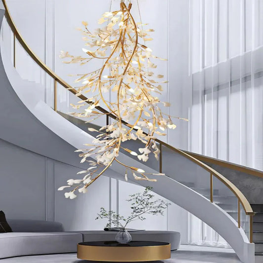 Drooping Ceramic Ginkgo Leaf Chandelier