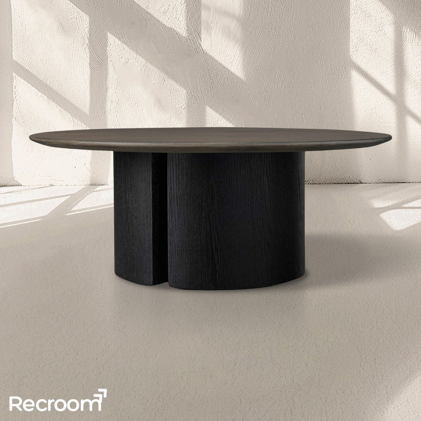 San Germani Round Wood Coffee Table with Dauphine Base