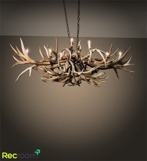 71" Long Antlers Deer 10 Light Oblong Chandelier