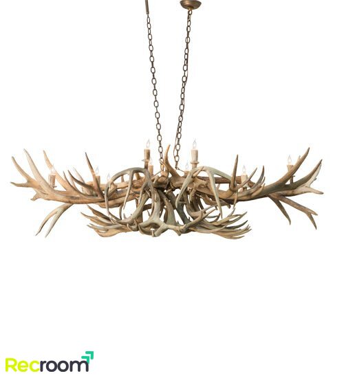 71" Long Antlers Deer 10 Light Oblong Chandelier
