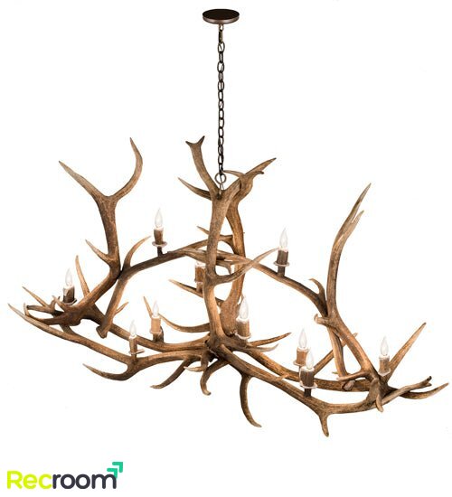 70"  Long Antlers Elk 10 Light Oblong Chandelier