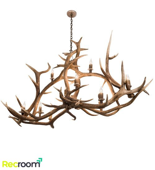 70"  Long Antlers Elk 10 Light Oblong Chandelier