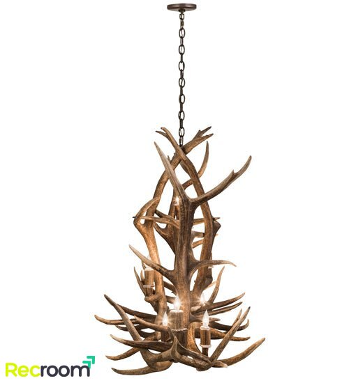 70"  Long Antlers Elk 10 Light Oblong Chandelier