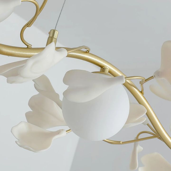 Ceramic Ginkgo Glass Chandelier