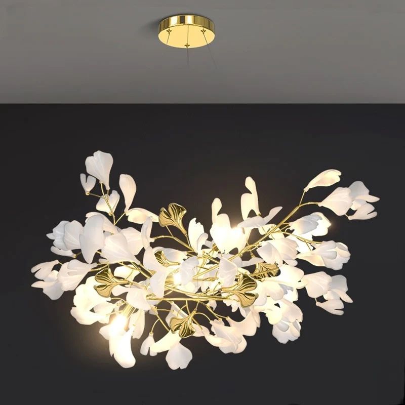 Ceramic Ginkgo Branch Chandelier
