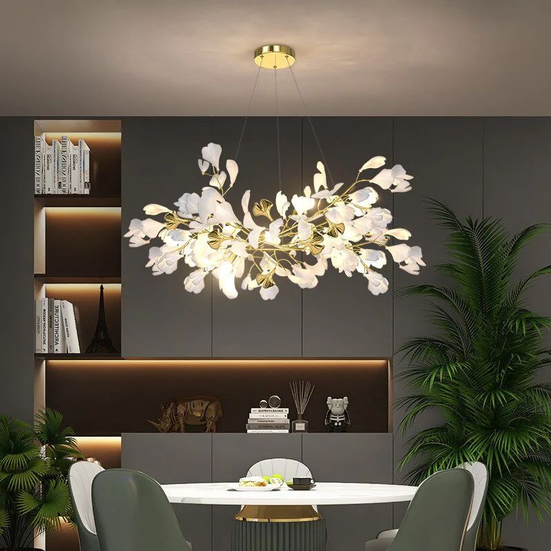 Ceramic Ginkgo Branch Chandelier