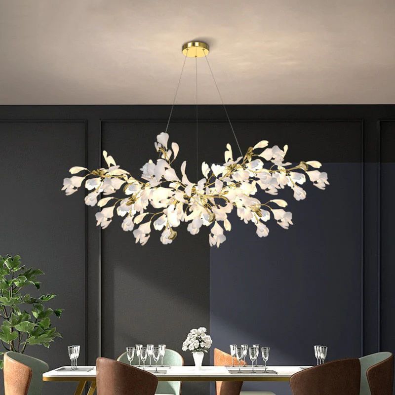 Ceramic Ginkgo Branch Chandelier
