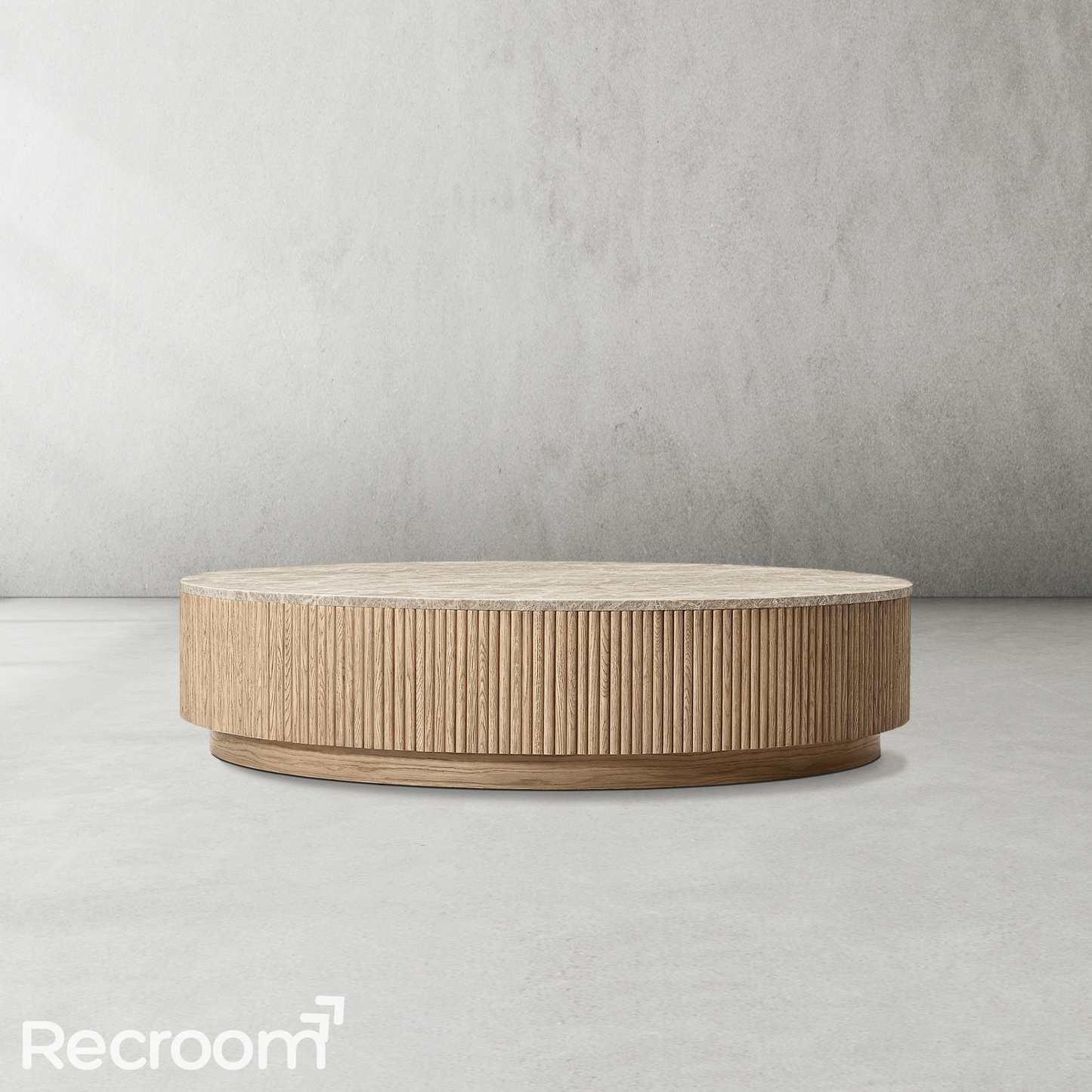 Muelholland Oak Wood & Stone Round Coffee Table