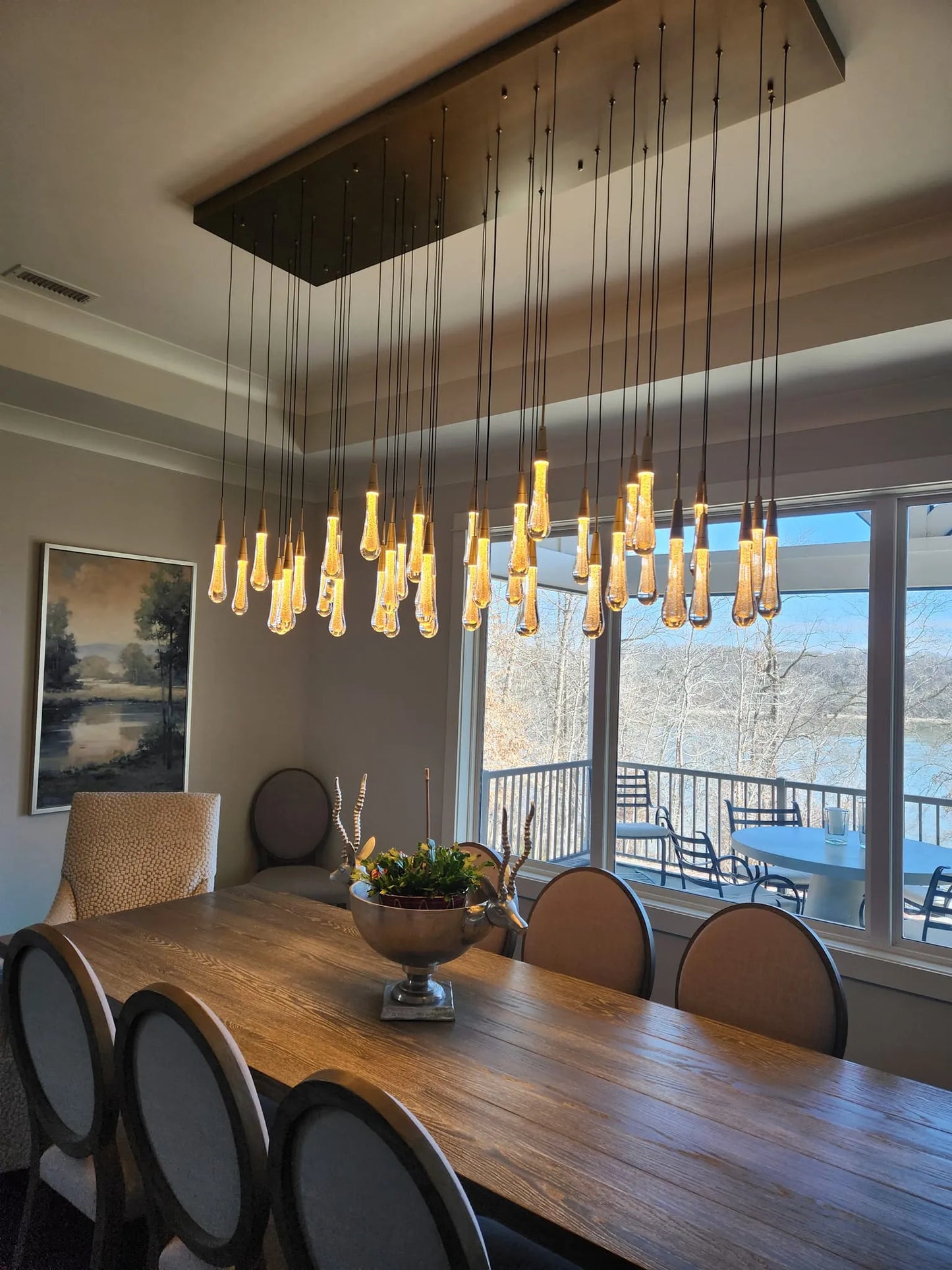 Solitaire Crystal Linear Chandelier 37" 50" 60'' 70" 87" 120''W