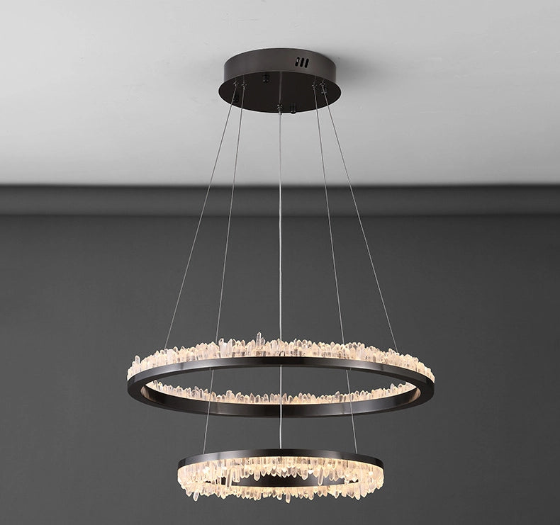 Cervine Minimalistic Crystal Quartz LED Chandelier