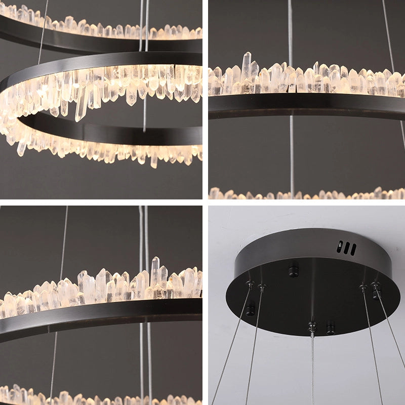 Cervine Minimalistic Crystal Quartz LED Chandelier