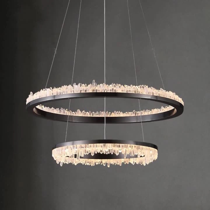 Cervine Minimalistic Crystal Quartz LED Chandelier