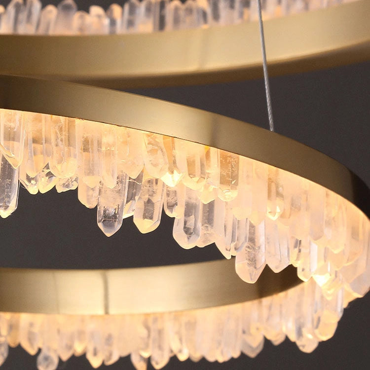 Cervine Minimalistic Crystal Quartz LED Chandelier