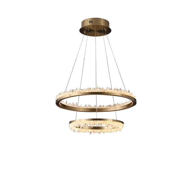 Cervine Minimalistic Crystal Quartz LED Chandelier
