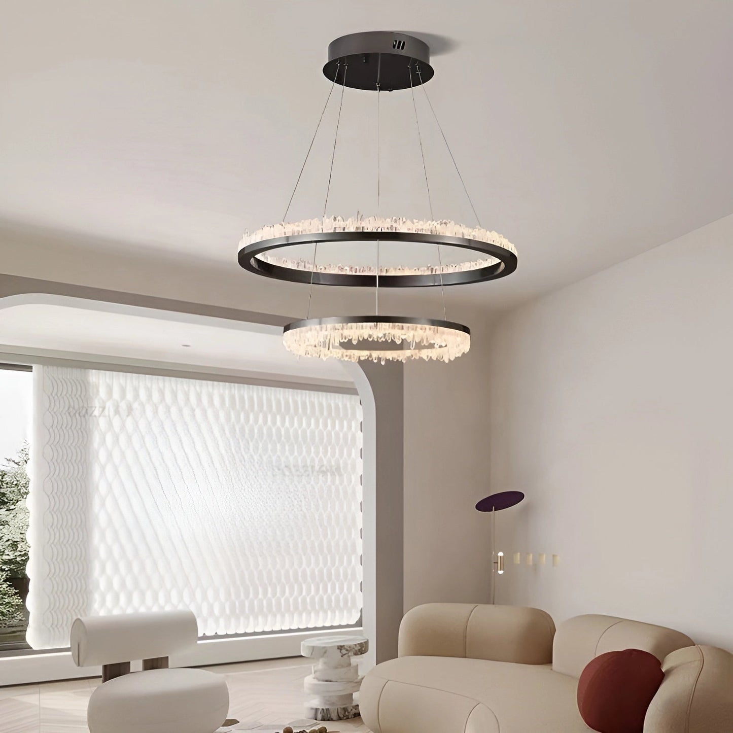 Cervine Minimalistic Crystal Quartz LED Chandelier