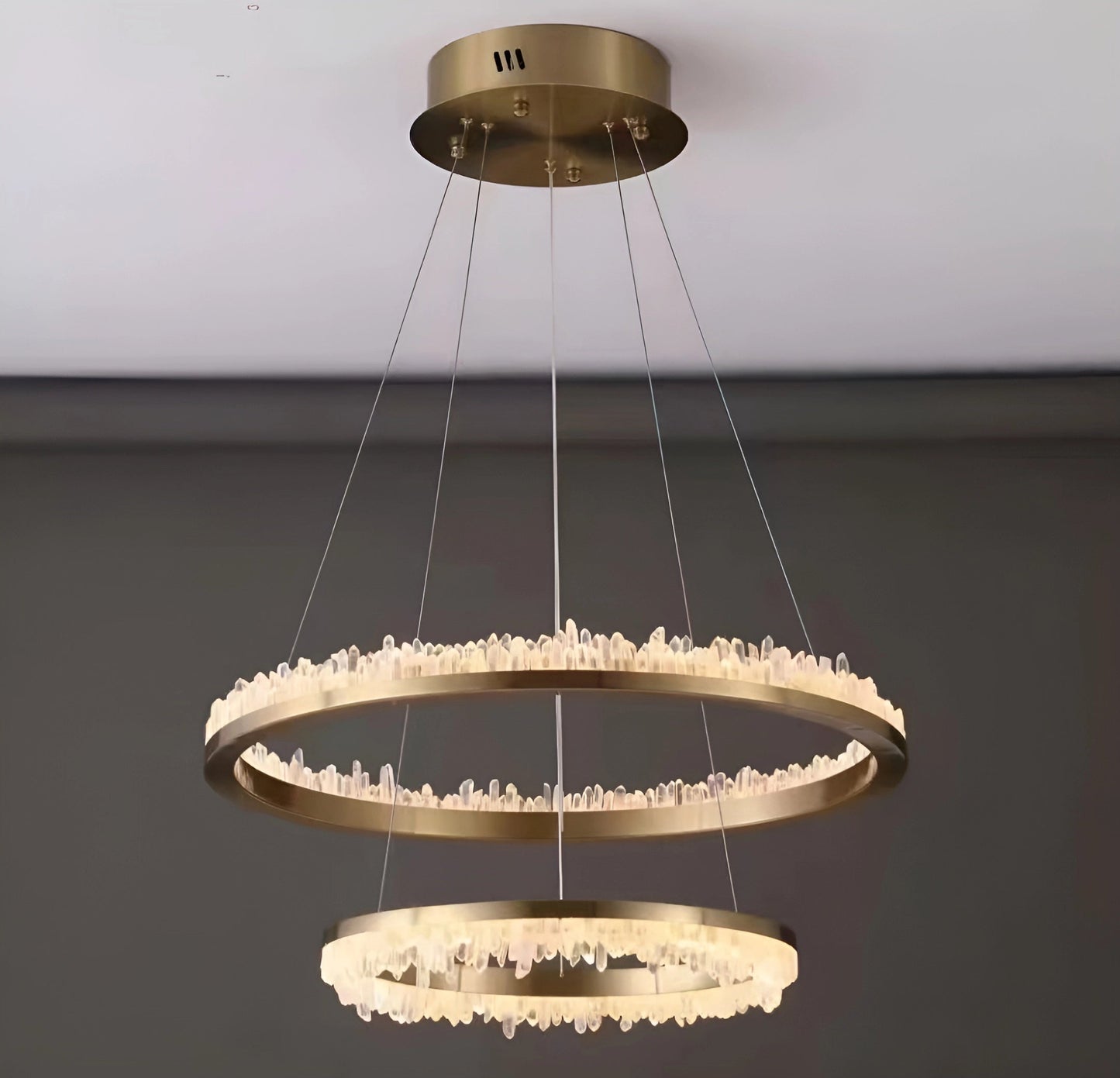 Cervine Minimalistic Crystal Quartz LED Chandelier
