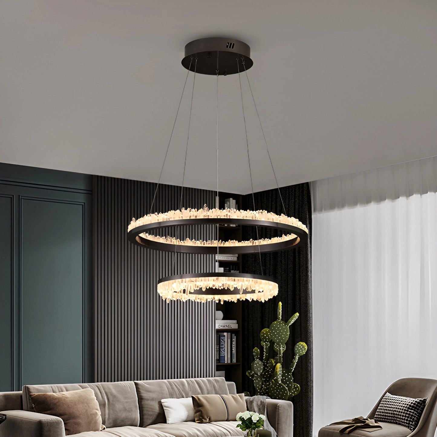 Cervine Minimalistic Crystal Quartz LED Chandelier