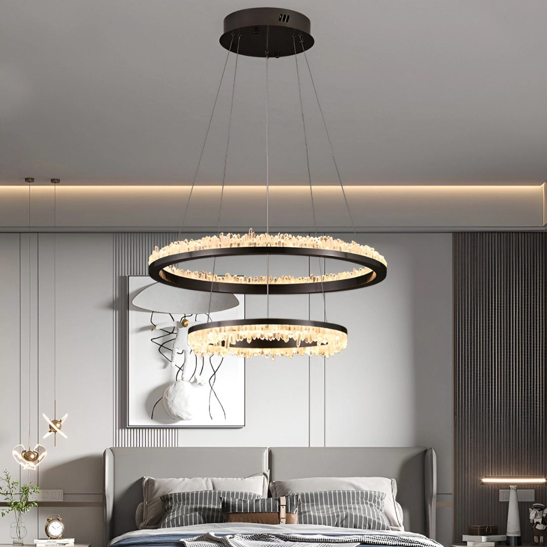 Cervine Minimalistic Crystal Quartz LED Chandelier