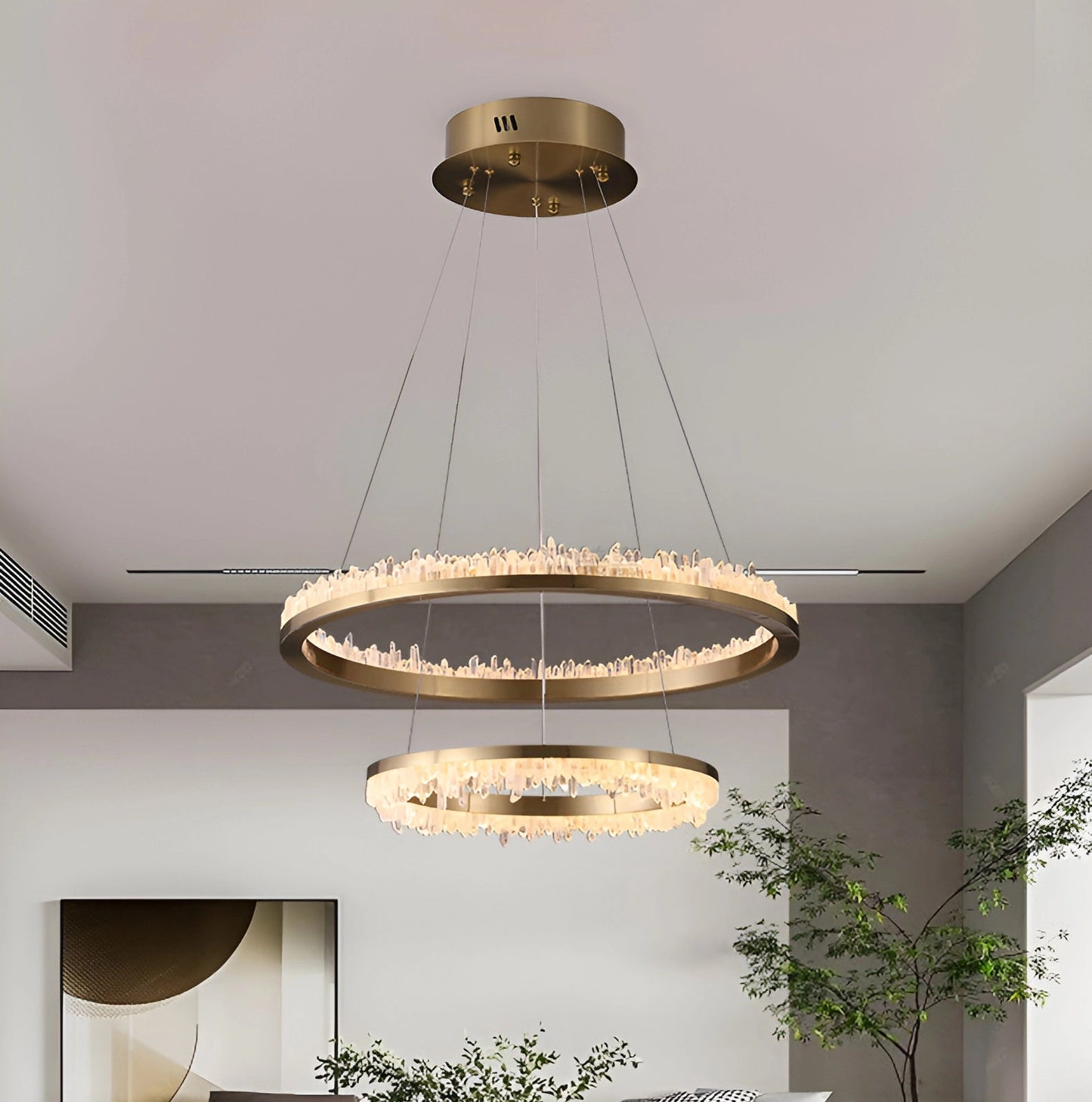 Cervine Minimalistic Crystal Quartz LED Chandelier