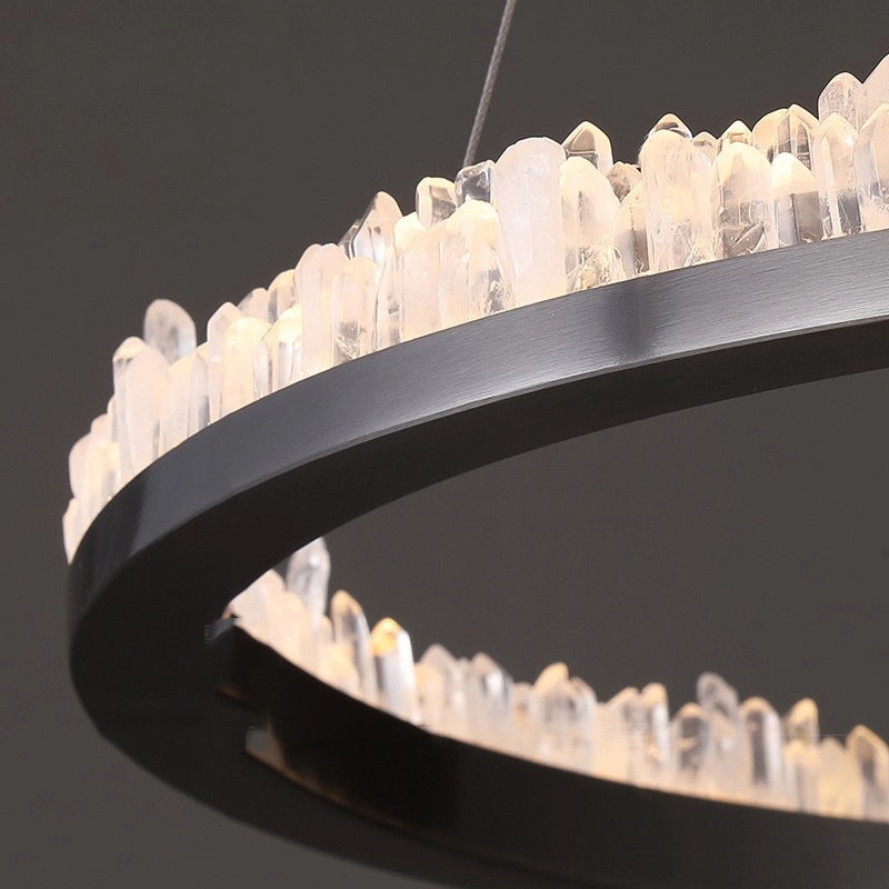 Cervine Minimalistic Crystal Quartz LED Chandelier