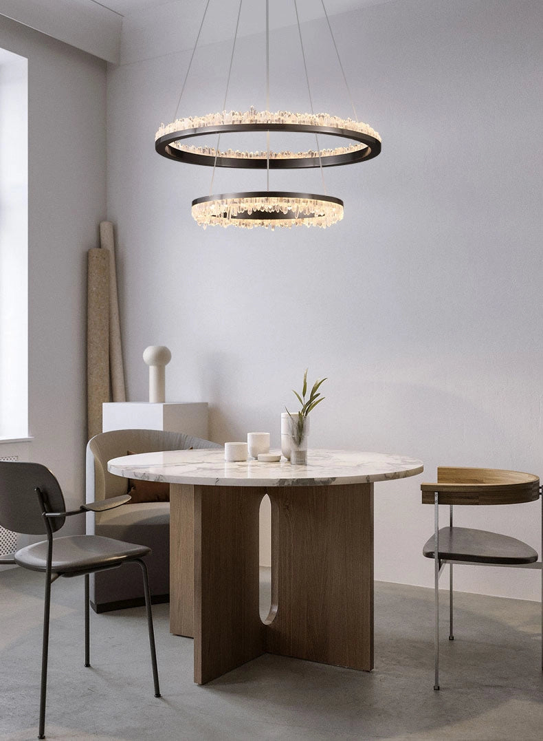 Cervine Minimalistic Crystal Quartz LED Chandelier