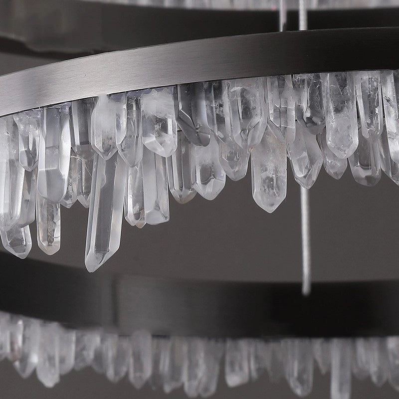 Cervine Minimalistic Crystal Quartz LED Chandelier