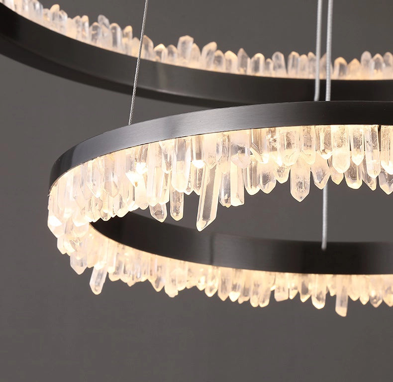 Cervine Minimalistic Crystal Quartz LED Chandelier