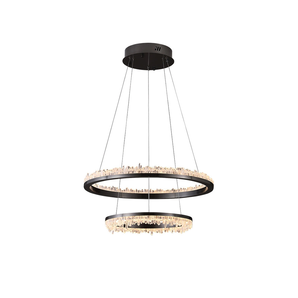 Cervine Minimalistic Crystal Quartz LED Chandelier