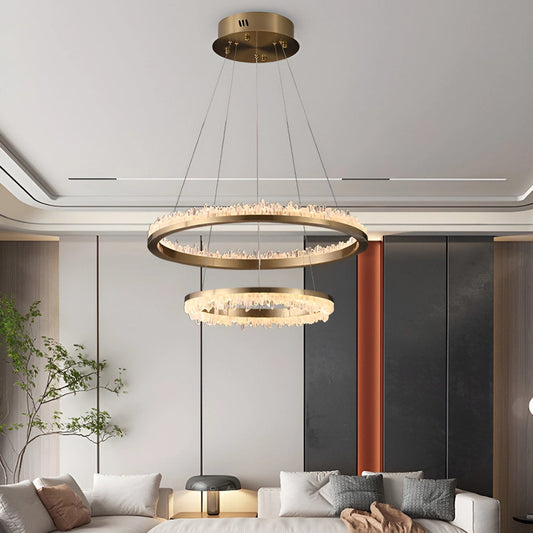 Cervine Minimalistic Crystal Quartz LED Chandelier