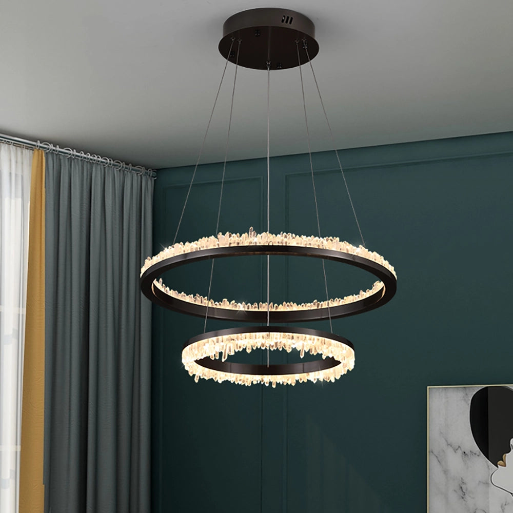 Cervine Minimalistic Crystal Quartz LED Chandelier