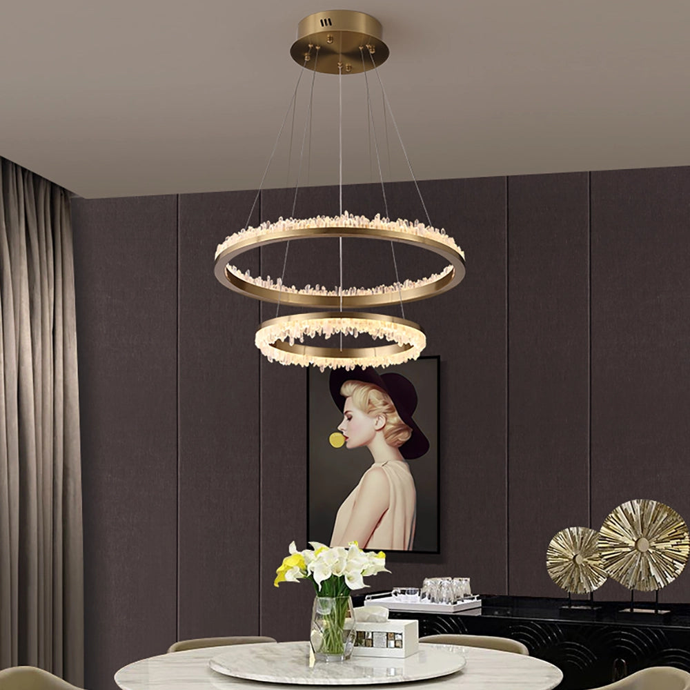 Cervine Minimalistic Crystal Quartz LED Chandelier