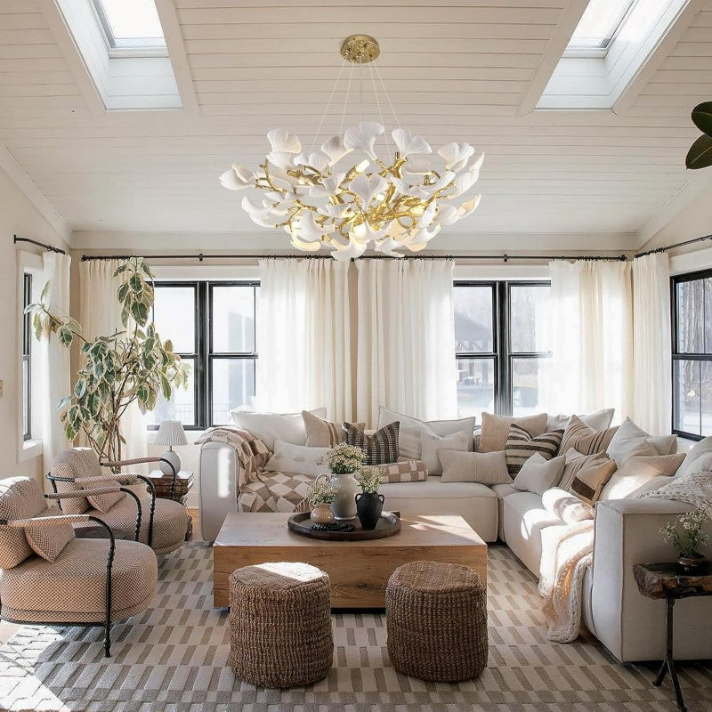 Modern Ceramic Ginkgo Leaf Branches Chandelier