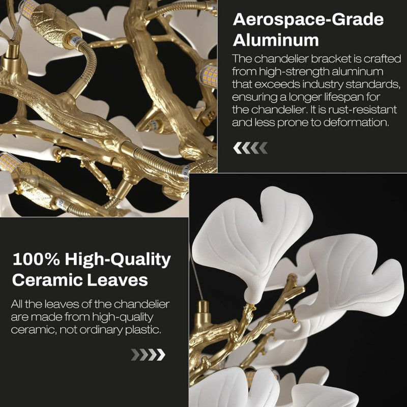 Modern Ceramic Ginkgo Leaf Branches Chandelier