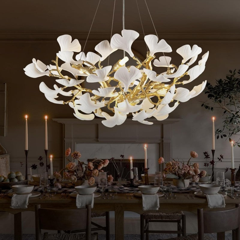 Modern Ceramic Ginkgo Leaf Branches Chandelier