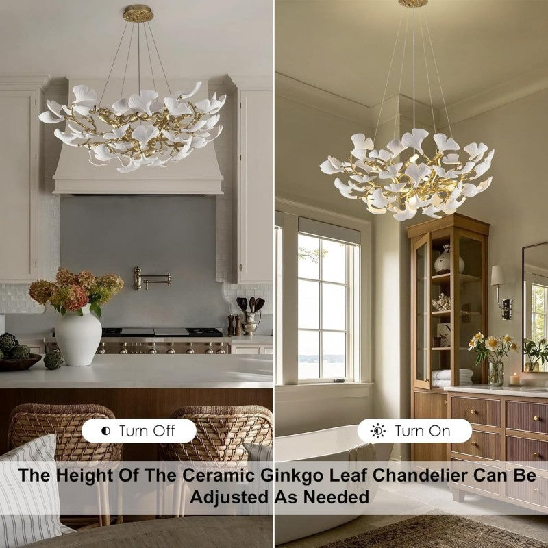 Modern Ceramic Ginkgo Leaf Branches Chandelier