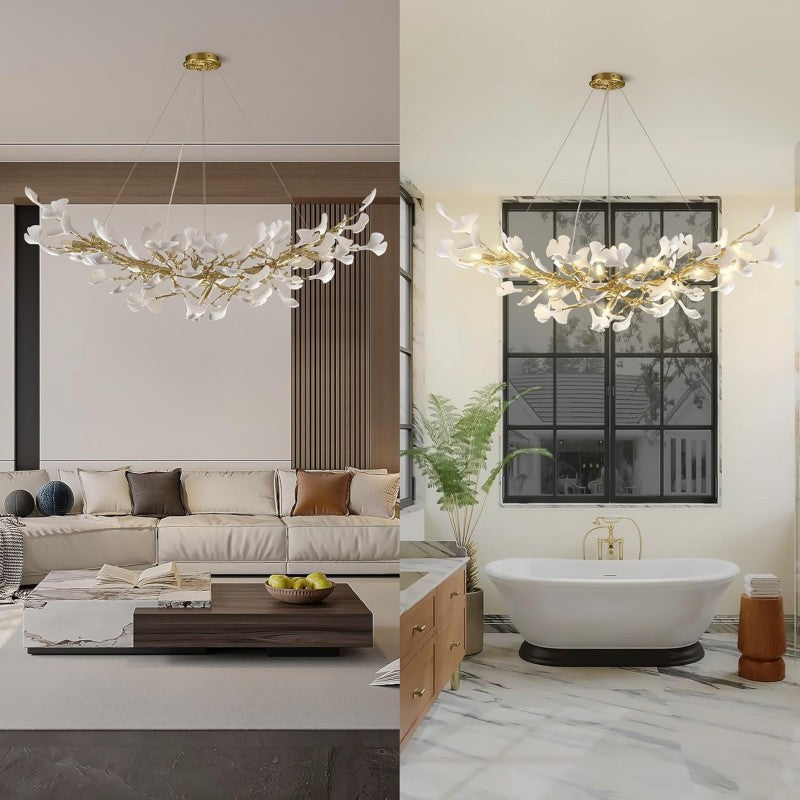 Modern Ceramic Ginkgo Leaf Branches Chandelier