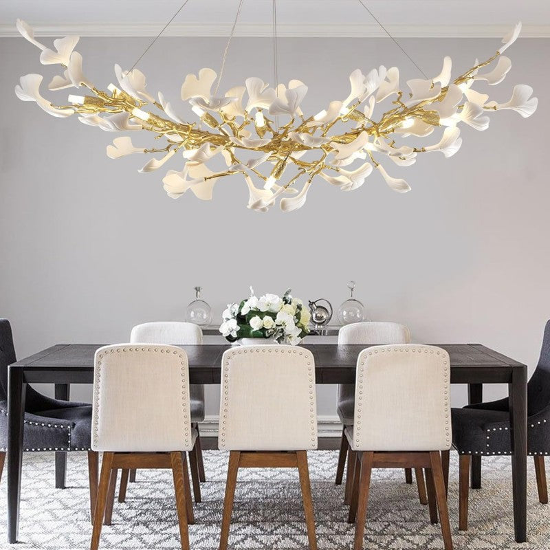 Modern Ceramic Ginkgo Leaf Branches Chandelier