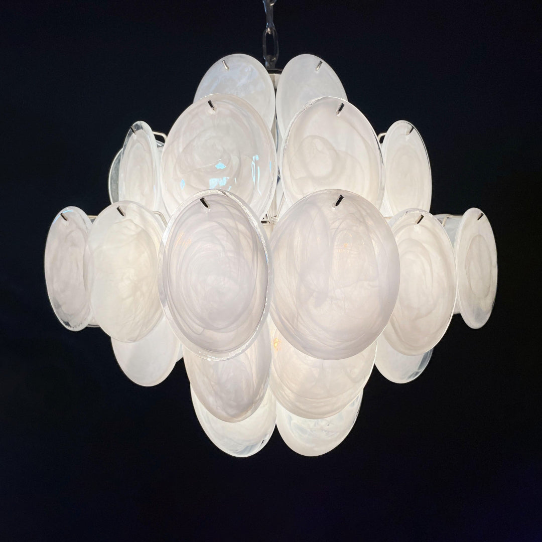 Murano Chandelier 36 White Disks