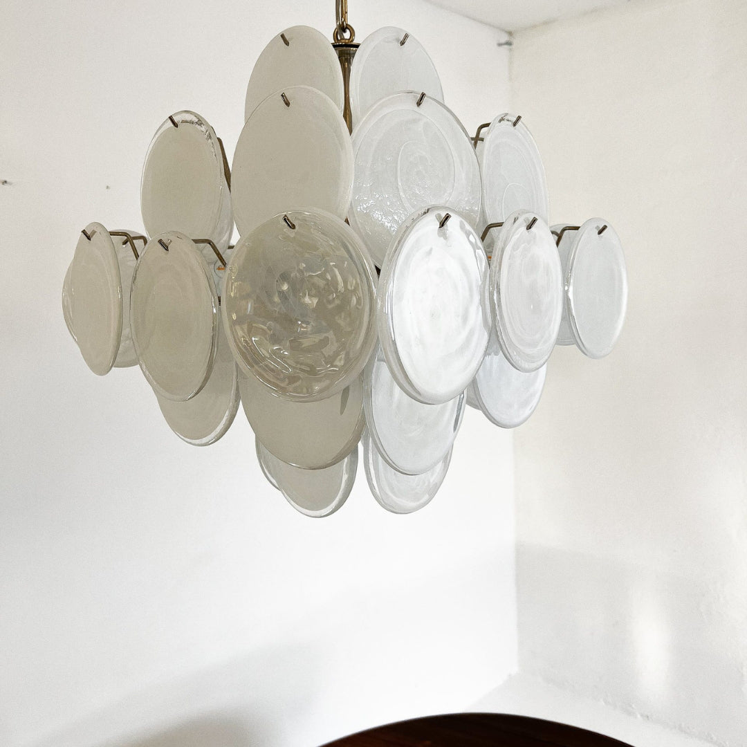 Murano Chandelier 36 White Disks