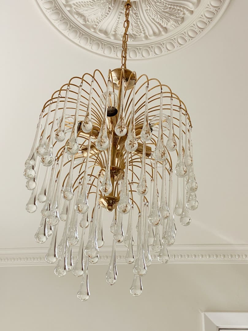 Vintage – Murano chandelier – Teardrop – 68 drops – Clear