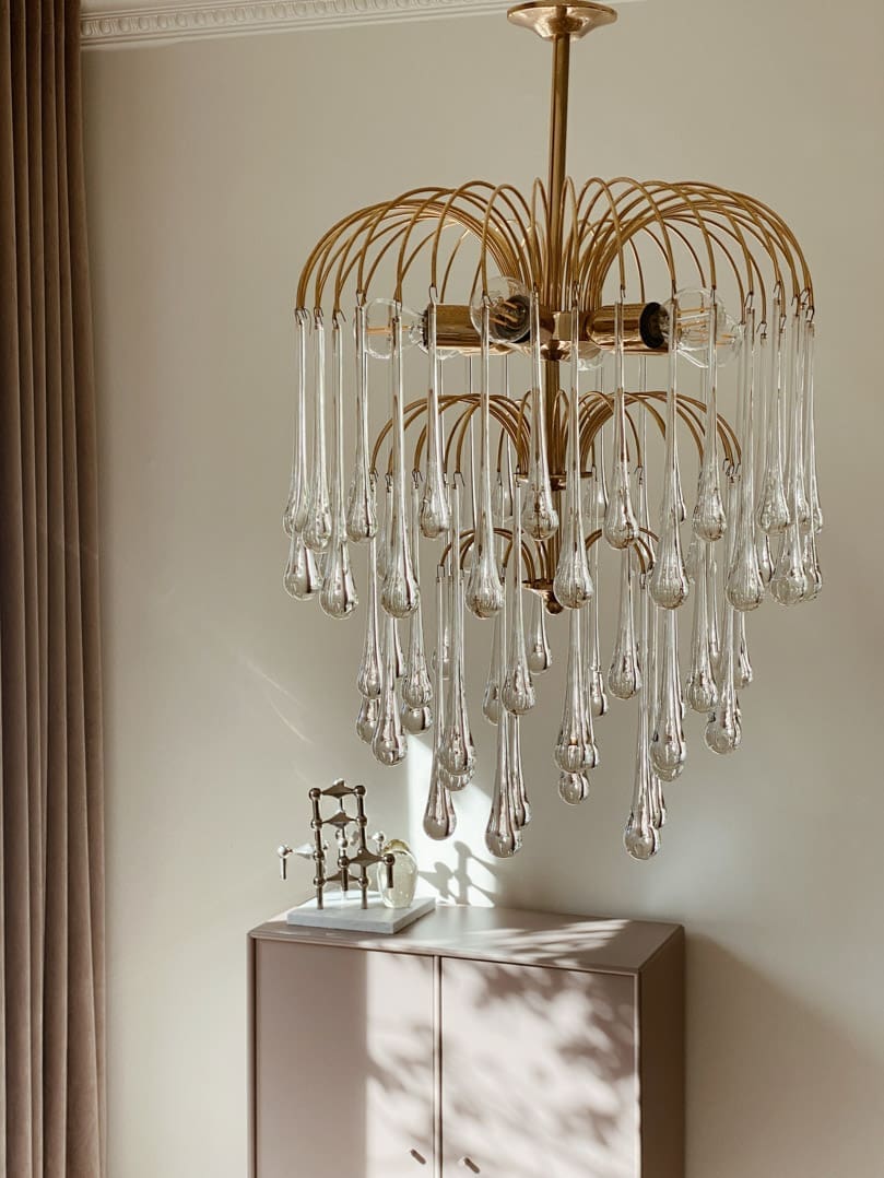 Vintage – Murano chandelier – Teardrop – 68 drops – Clear