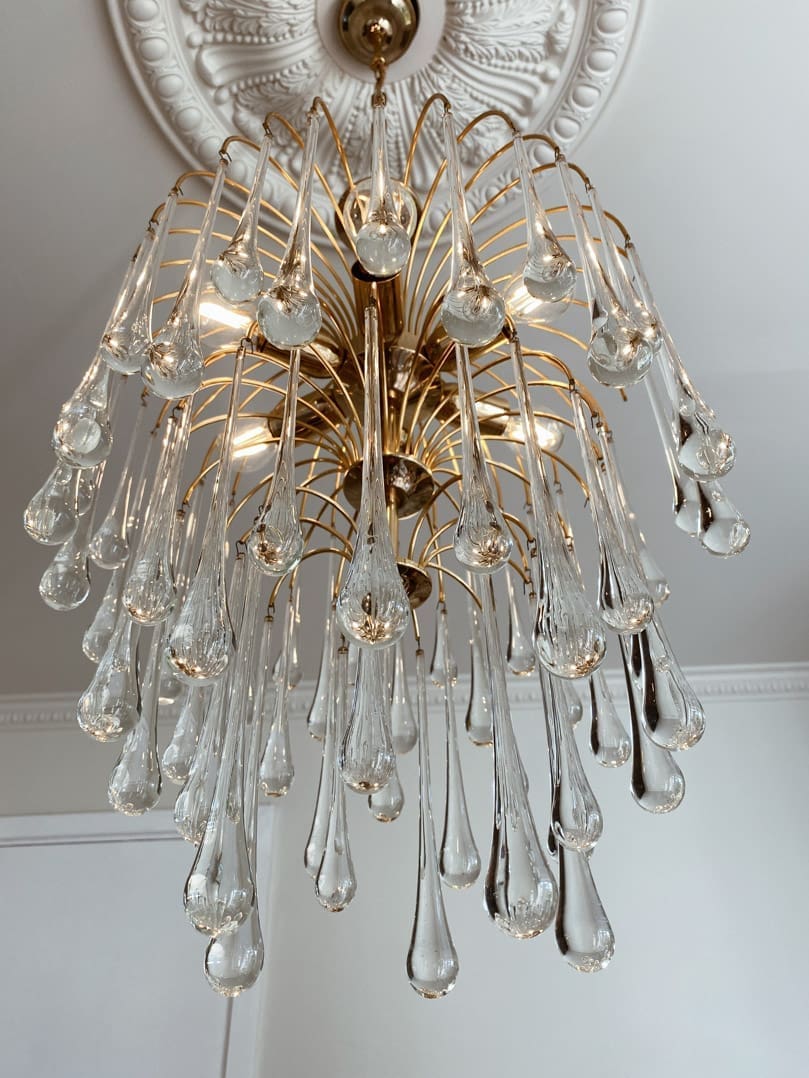 Vintage – Murano chandelier – Teardrop – 68 drops – Clear