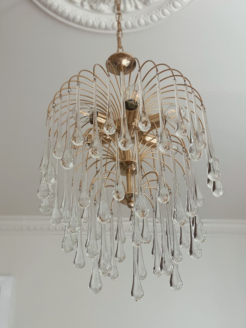 Vintage – Murano chandelier – Teardrop – 68 drops – Clear